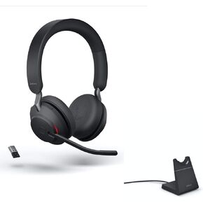 Jabra Evolve2 65 UC Wireless Bluetooth Headset with Mic - w/stand, USB Dongle, Compatible with Zoom, Webex, Teams, Better Audio on Phone Calls, 26599-989-989, Global Teck Gold Support Bundle