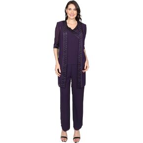 Le Bos Women's Solid Duster 3 Piece Pant Set