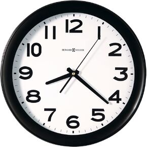 Howard Miller Kenwick Wall Clock 625-485 – Black Case, 13.5-inch Classic Round Design, White Dial, Optical Glass Crystal, Modern Home Decor, Quartz Movement