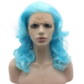 Mxangel Medium Long Wavy Heat Friendly Fiber Orange Lace front Cosplay Wig