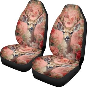 Hummingbird Daisy Print Car Seat Covers 2 Pcs, Auto Universal Front Seat Protector, Men Women Automobile Interior Decorate Accessories