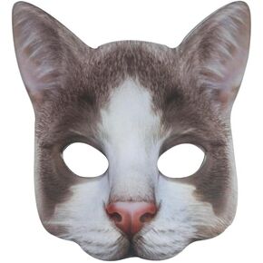 1Pcs Halloween Half Face Cat Mask Animal Cat Mask for Halloween Christmas Easter Novelty Costume Party Accessory(Style E)