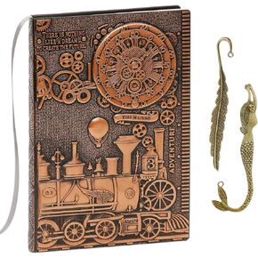 Unlined Journal - Owl Bronze 3D-Embossed Art Pattern Hardcover Notebook Gift, A5 Blank Sketchbook Notepad with 2 Bookmarks, 8.4" x 5.7" (100 Sheets, 200 Pages)