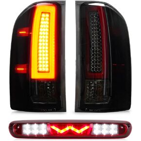 Tail Light + 3rd Third Brake Cargo Lamp for Chevy Silverado 1500 07-13, 2500HD & 3500HD 07-14, GMC Sierra 3500HD 08-14, High Mount Stop Light Rear LED Taillight, GM2800207 GM2801207
