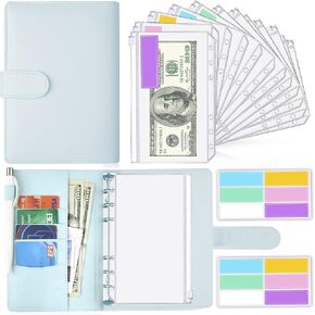 Saveyon A6 Binder and 12 Clear Envelopes, Budget Binder and Cash Envelopes for Budgeting, Mini Cash Envelope Wallet, Small Budget Planner in Pink, Stay Organized with Style and Efficiency