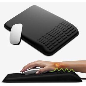 Mouse Pad with Wrist Rest, Ergonomic Slope Mousepad for Carpal Tunnel Pain Relief, Memory Foam Desk Computer Wrist Support Mouse Pad with Non-Slip PU Base for Office Home (10.7*7.8inch, Black)