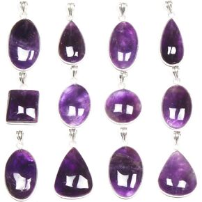 Chunky Silver Pendant Necklace Pack for Women - Statement Fashion Pendants Set, Silver Plated Bohemian Handmade Gemstone Gothic Vintage Necklaces for Girls