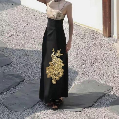 قوس قزح الأزرق الأخضر الذهب الترتر ريشة الطاووس الطاووس خياطة الحديد على بقع شارات مطرزة يزين DIY بها بنفسك الزفاف مساء فستان ديكور الحرفية (الذهب) in Kuwait