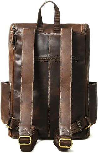 Gratlin Buffalo Leather Backpack for Men & Women | Multi Pocket Laptop Backpack | Vintage Brown Leather Rucksack for Travel & Trekking in Saudi Arabia