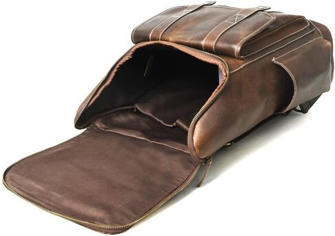 Gratlin Buffalo Leather Backpack for Men & Women | Multi Pocket Laptop Backpack | Vintage Brown Leather Rucksack for Travel & Trekking in Saudi Arabia