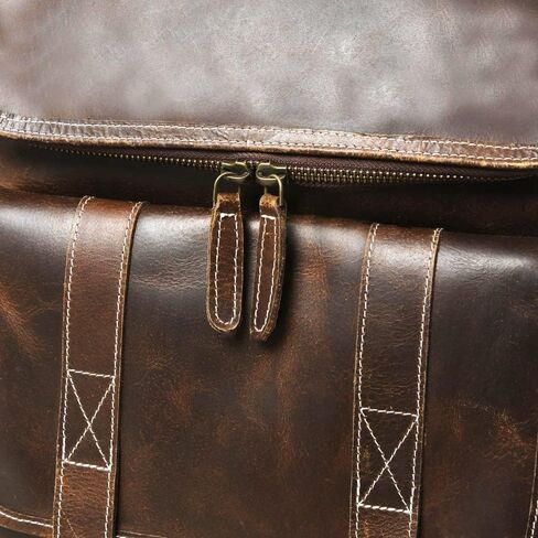 Gratlin Buffalo Leather Backpack for Men & Women | Multi Pocket Laptop Backpack | Vintage Brown Leather Rucksack for Travel & Trekking in Saudi Arabia