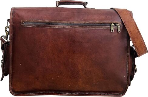 VC 18 Inch Vintage Handmade Leather Messenger Bag Laptop Briefcase Computer Satchel Bag for Men in Kuwait