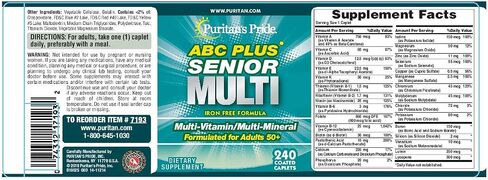 Puritan's Pride Abc Plus Senior Multivitamin Multi-mineral Formula Caplets, 240 Count in Saudi Arabia