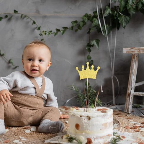 Baby Shower Centerpiece Sticks Crown Shape Table Toppers Glitter Gold Crown Decorations, Set of 20 in Kuwait