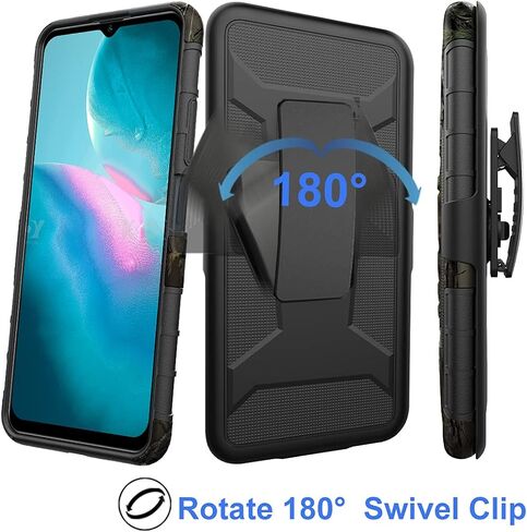 Ailiber Compatible with ZTE Blade 11 Prime Case, ZTE Blade A71 Case Holster with Screen Protector, Swivel Belt Clip Holster Kickstand Holder, Heavy Duty Full Body Cover for ZTE Blade 11 Prime-Black in Saudi Arabia
