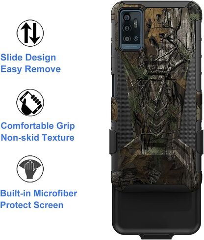 Ailiber Compatible with ZTE Blade 11 Prime Case, ZTE Blade A71 Case Holster with Screen Protector, Swivel Belt Clip Holster Kickstand Holder, Heavy Duty Full Body Cover for ZTE Blade 11 Prime-Black in Saudi Arabia