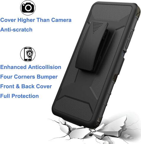 Ailiber Compatible with ZTE Blade 11 Prime Case, ZTE Blade A71 Case Holster with Screen Protector, Swivel Belt Clip Holster Kickstand Holder, Heavy Duty Full Body Cover for ZTE Blade 11 Prime-Black in Saudi Arabia