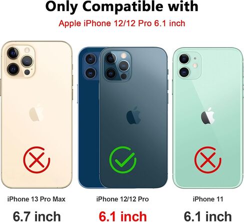 حافظة لهاتف iPhone 12/12 Pro مع مشبك حزام [درجة عسكرية] حافظة مع مسند حماية ضد الصدمات بطول 10 أقدام لهاتف iPhone 12/12 Pro مقاس 6.1 بوصة - أسود in Kuwait
