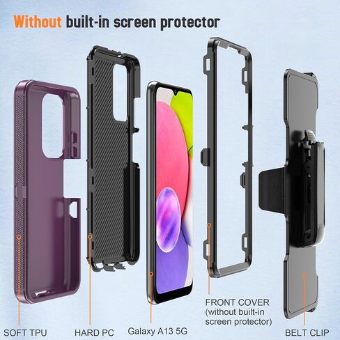 Designed for Samsung Galaxy A03s Case with Belt Clip & Kickstand, Full-Body Triple Layers Rugged Case with Screen Protector for Samsung Galaxy A03s US Version 6.5 inch Phone (Green+White) in Saudi Arabia