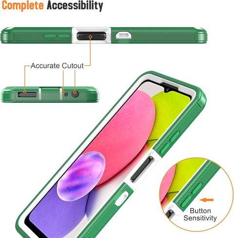 Designed for Samsung Galaxy A03s Case with Belt Clip & Kickstand, Full-Body Triple Layers Rugged Case with Screen Protector for Samsung Galaxy A03s US Version 6.5 inch Phone (Green+White) in Saudi Arabia