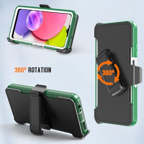 Designed for Samsung Galaxy A03s Case with Belt Clip & Kickstand, Full-Body Triple Layers Rugged Case with Screen Protector for Samsung Galaxy A03s US Version 6.5 inch Phone (Green+White) in Saudi Arabia