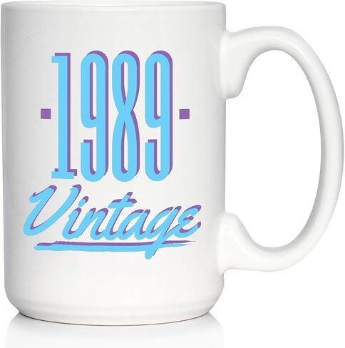 Vintage 1989 - Fun 35th Birthday Coffee Mug Gifts for Men & Women Turning 35 - Retro Coffee Cups - Large 15oz White Ceramic Mug in Kuwait
