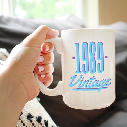 Vintage 1989 - Fun 35th Birthday Coffee Mug Gifts for Men & Women Turning 35 - Retro Coffee Cups - Large 15oz White Ceramic Mug in Kuwait