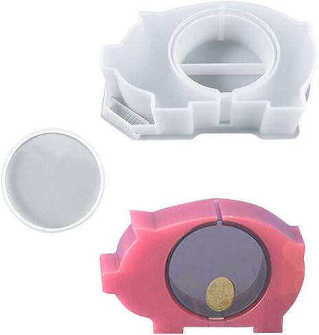 KyeeaDIY 2 Pcs Piggy Bank Resin Molds Storage Elephant Hippo Pig Silicone Mold Coin Holder Molds Resin Jewelry Box Epoxy Mould DIY Crystal Agate Casting Mold for Coins, Jewelry Organizer in Saudi Arabia