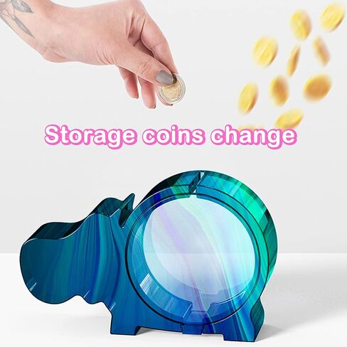 KyeeaDIY 2 Pcs Piggy Bank Resin Molds Storage Elephant Hippo Pig Silicone Mold Coin Holder Molds Resin Jewelry Box Epoxy Mould DIY Crystal Agate Casting Mold for Coins, Jewelry Organizer in Saudi Arabia