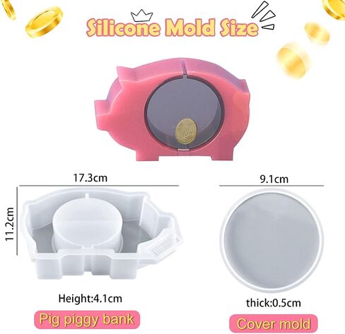 KyeeaDIY 2 Pcs Piggy Bank Resin Molds Storage Elephant Hippo Pig Silicone Mold Coin Holder Molds Resin Jewelry Box Epoxy Mould DIY Crystal Agate Casting Mold for Coins, Jewelry Organizer in Saudi Arabia