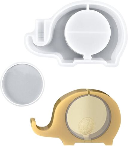 KyeeaDIY 2 Pcs Piggy Bank Resin Molds Storage Elephant Hippo Pig Silicone Mold Coin Holder Molds Resin Jewelry Box Epoxy Mould DIY Crystal Agate Casting Mold for Coins, Jewelry Organizer in Saudi Arabia