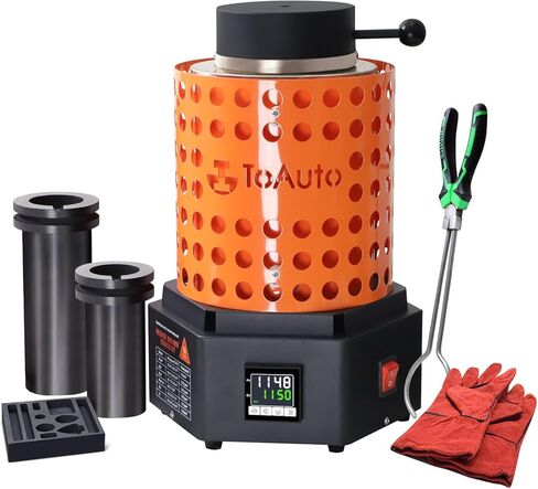 TOAUTO NEW TRF3000 فرن المقاومة 1+3 كجم فرن صهر الذهب 1800 وات 2102 درجة فهرنهايت أداة فرن الصهر الرقمي مع قالب الجرافيت لإعادة تدوير المجوهرات تذوب خردة النحاس والذهب والفضة والألومنيوم in Kuwait