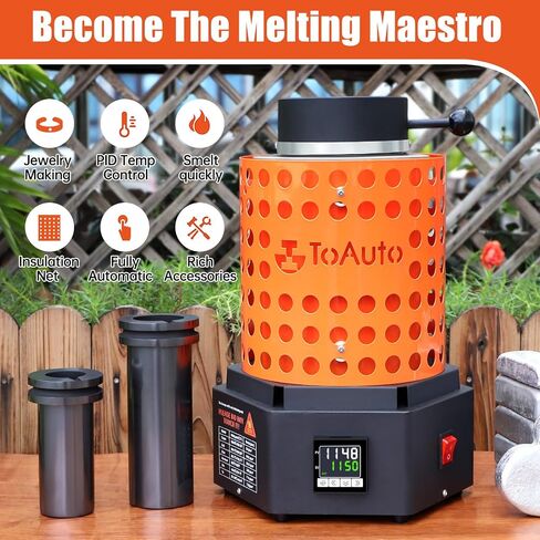 TOAUTO NEW TRF3000 فرن المقاومة 1+3 كجم فرن صهر الذهب 1800 وات 2102 درجة فهرنهايت أداة فرن الصهر الرقمي مع قالب الجرافيت لإعادة تدوير المجوهرات تذوب خردة النحاس والذهب والفضة والألومنيوم in Kuwait