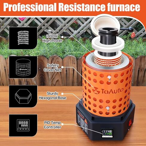 TOAUTO NEW TRF3000 فرن المقاومة 1+3 كجم فرن صهر الذهب 1800 وات 2102 درجة فهرنهايت أداة فرن الصهر الرقمي مع قالب الجرافيت لإعادة تدوير المجوهرات تذوب خردة النحاس والذهب والفضة والألومنيوم in Kuwait