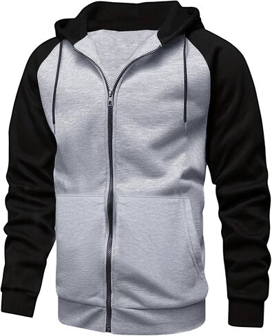 SOLY HUX Men's Zip Up Hoodie Long Sleeve Hooded Casual Sweatshirt Color Block Active Sport Outerwear in Saudi Arabia