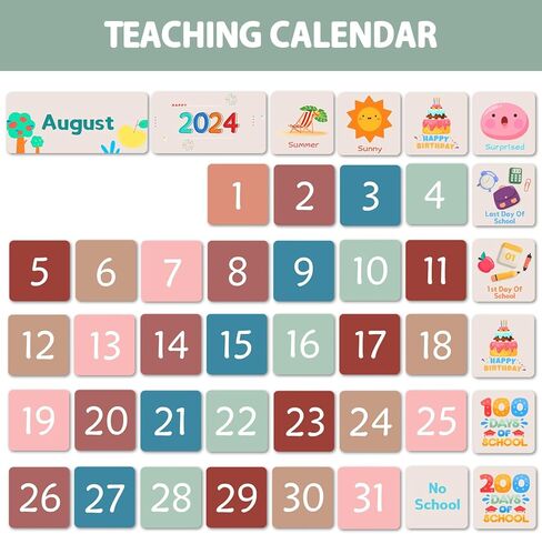 Classroom Calendar Pocket Chart 30 x 24 inches with 111 Cards and 2 Metal Hooks Home School Teacher Supplies Kindergarten Preschool for Classroom Must Haves Decorations in Kuwait