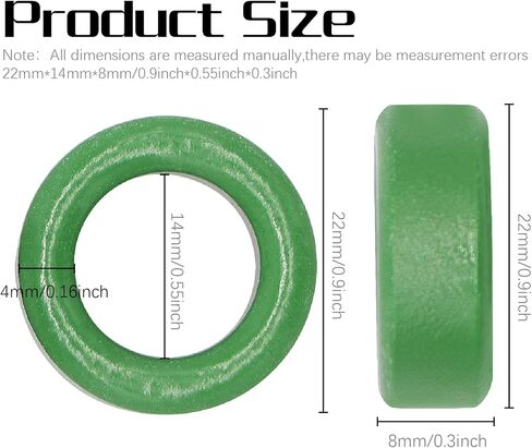15 قطعة (أخضر) 22X14X8mm حلقي النواة، حلقات الفريت لفائف الحث in Kuwait