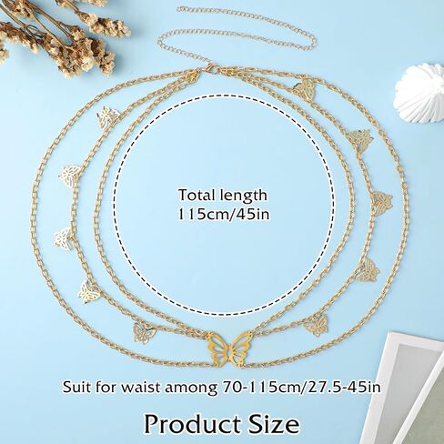 Mult Layer Women Metal Chain Belt, Adjustable Waist Link Belt Skinny Waistband Chain Decor Belts for Dress Jeans in Saudi Arabia