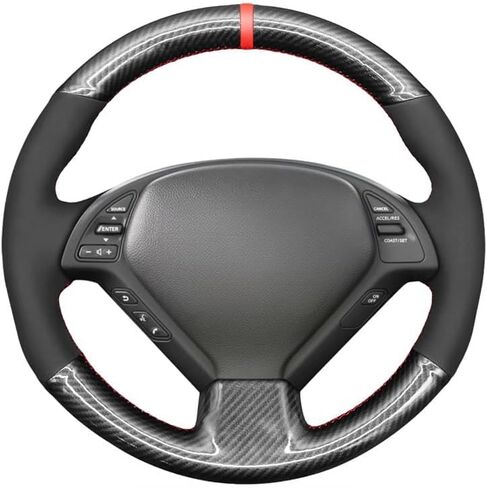 MEWANT DIY Hand Stitched Suede Carbon Fiber Steering Wheel Wrap Cover for Infiniti G25 G35 G37 EX35 EX37 Q60 QX50 in Kuwait