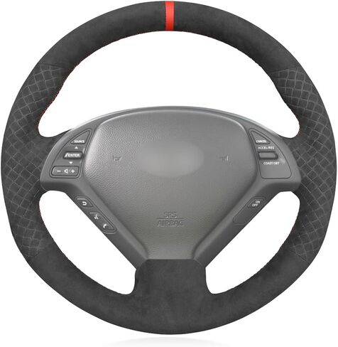 MEWANT DIY Hand Stitched Suede Carbon Fiber Steering Wheel Wrap Cover for Infiniti G25 G35 G37 EX35 EX37 Q60 QX50 in Kuwait