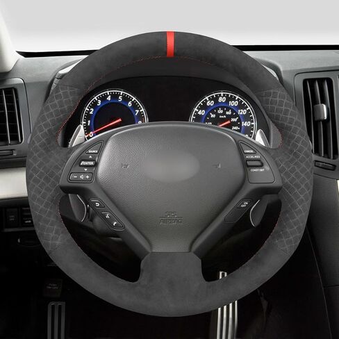 MEWANT DIY Hand Stitched Suede Carbon Fiber Steering Wheel Wrap Cover for Infiniti G25 G35 G37 EX35 EX37 Q60 QX50 in Kuwait