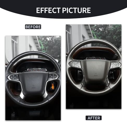 CheroCar for Chevrolet Silverado Steering Wheel Trim Cover ABS Decoration Interior Accessories for Chevrolet Silverado for GMC Sierra 2014-2018 (Carbon Fiber) in Saudi Arabia