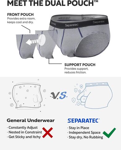 Separatec Men's Underwear Moisture Wicking Viscose Briefs for Men, Ball Support Pouch Underwear 6 Packs in Saudi Arabia