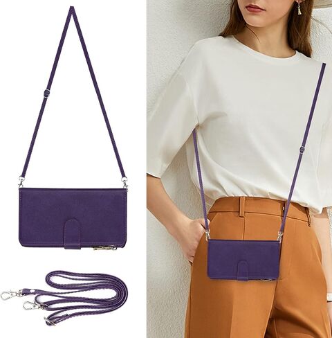 محفظة هاتف iPhone 13 Pro من Jaorty للنساء والرجال مع حامل بطاقات، حافظة iPhone 13 Pro Crossbody مع حزام كتف، حافظات جلدية PU بجيب بسحاب لهاتف iPhone 13 Pro، 6.1 بوصة أسود in Kuwait