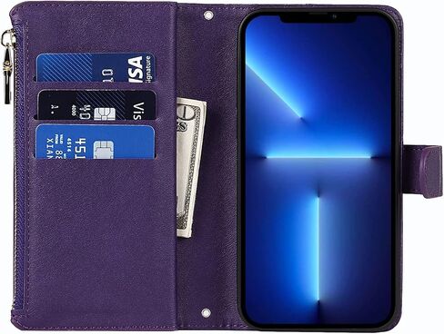 محفظة هاتف iPhone 13 Pro من Jaorty للنساء والرجال مع حامل بطاقات، حافظة iPhone 13 Pro Crossbody مع حزام كتف، حافظات جلدية PU بجيب بسحاب لهاتف iPhone 13 Pro، 6.1 بوصة أسود in Kuwait