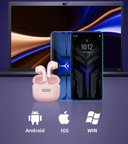 سماعات لينوفو الأصلية LP40 Pro TWS سماعات بلوتوث لاسلكية 5.1 رياضية للحد من الضوضاء سماعات تحكم باللمس 250 مللي أمبير 2022 جديدة (أبيض) in Saudi Arabia