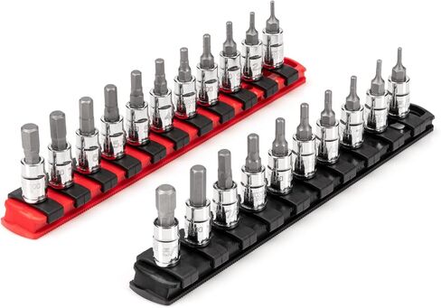 TEKTON 1/4 in Dr Hex Bit Socket Set, 21-Piece (5/64-5/16 in., 2-8 mm) with Rails | SHB90202 in Saudi Arabia
