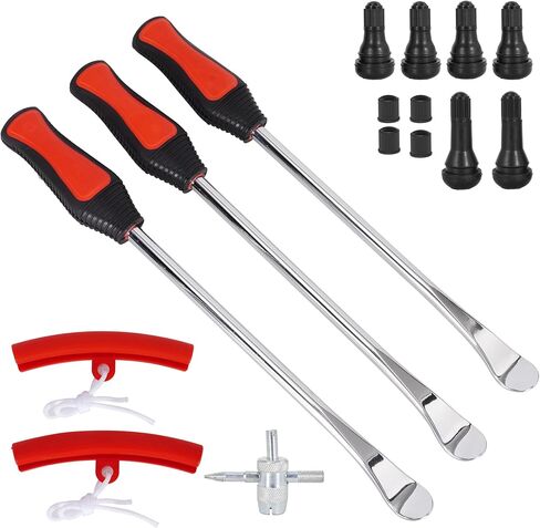RUTU Tire Spoon Lever Dirt Bike Tire Changing Tool Motorcycle Tire Changer Lawnmower ATV with 3 Tire Irons 2 Rim Protectors Valve Stems Set TR412 TR413 in Saudi Arabia