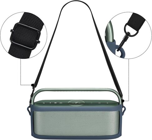 حافظة من السيليكون لمكبر صوت بلوتوث soundcore Motion X600، حافظة مضادة للانزلاق/السقوط/الخدش أثناء السفر في الهواء الطلق مع حزام كتف قابل للتعديل (أزرق) in Kuwait