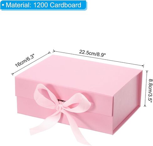 PATIKIL 9x6x4 Inch Magnetic Gift Box, Collapsible Paper Party Favor Boxes with Lid and Ribbon for Wedding Valentine's Day Birthday, Pink in Saudi Arabia